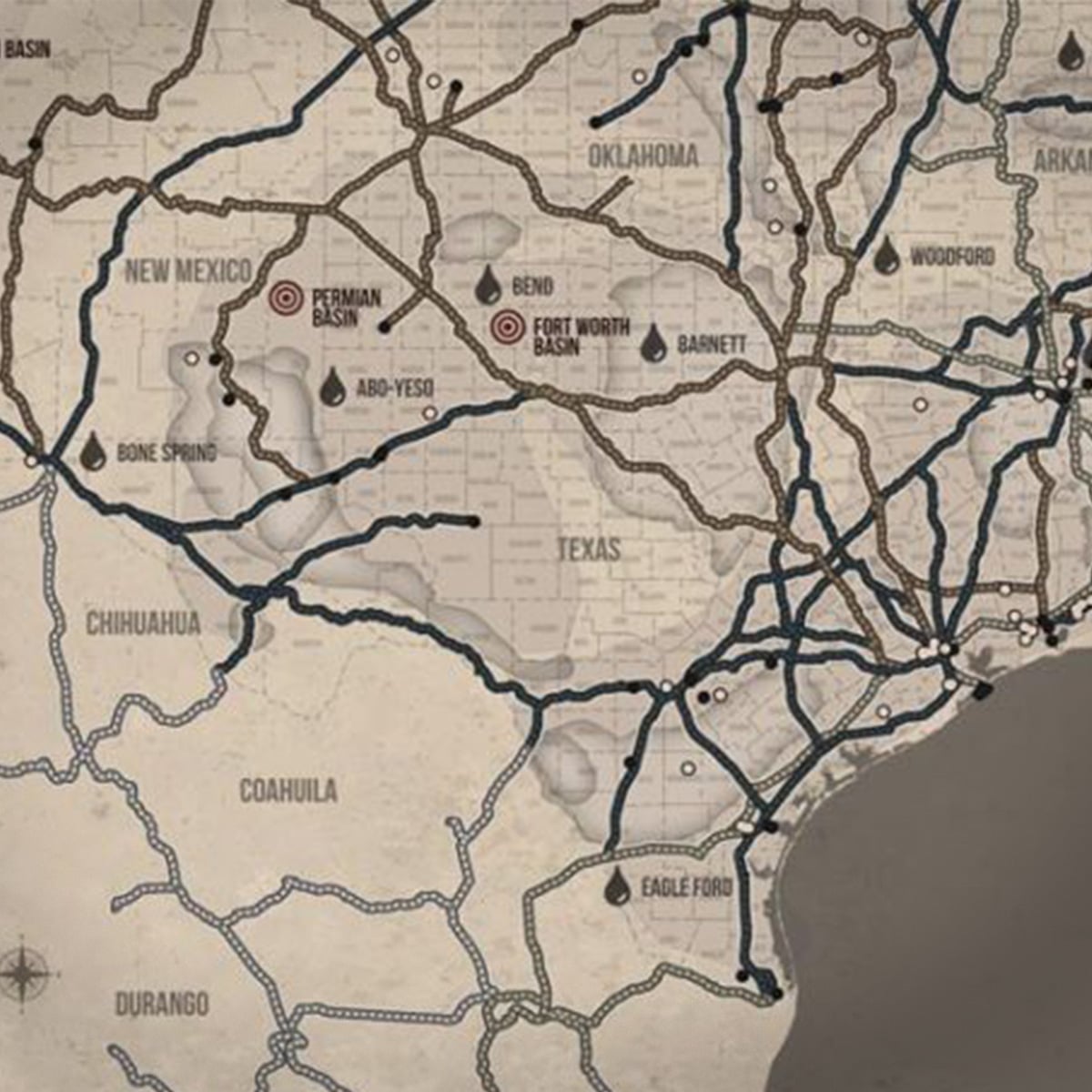 Texas Railroad Map & Oil Plays Map