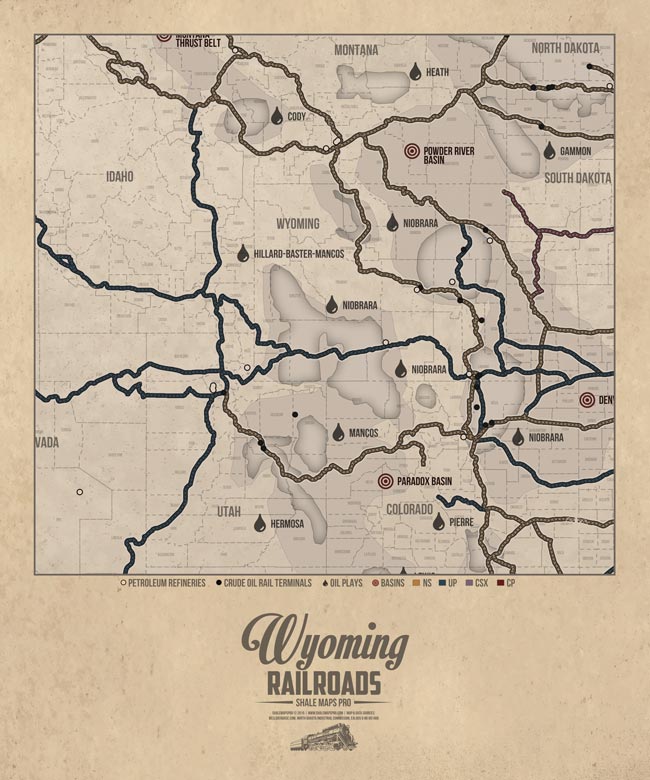 Wyoming Railroad Map & Shale Oil Plays Map